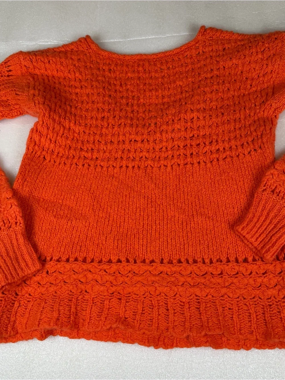 Women’s XS Free People Oversized Long Sleeve Orange Chunky Retro Sweater